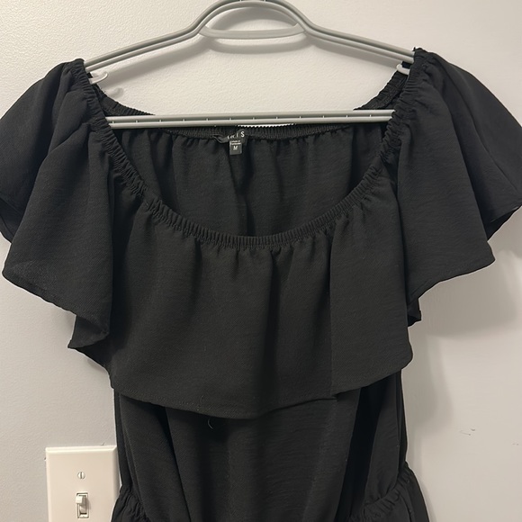 Off Shoulder Black Iris Romper - Picture 2 of 2